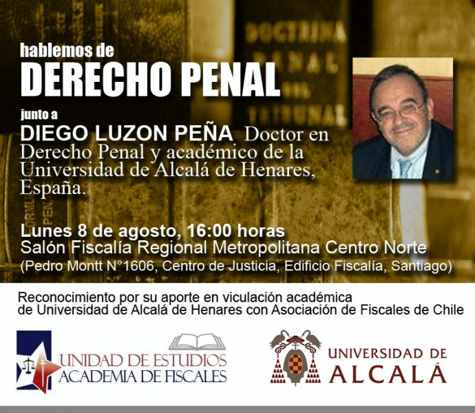 Cartel de la conferencia organizada por la Asociación Nacional de Fiscales de Chile. Salón Fiscalía Regional Metropolitana Centro Norte. Santiago, Chile. 8-8-2016