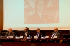 mesa redonda compuesta por los Profs. Dres. Martínez-Buján, Cardenal Montraveta (moderador), ambos socios de la FICP, y por los Profs. Dres. Sanz Morán* y Peñaranda Ramos*, patronos de la FICP