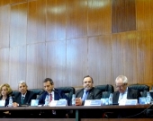 Apertura del I Congreso Internacional de la FICP. De izq. a dcha., los Profs. Dres. Corcoy Bidasolo, de Vicente Remesal, Vázquez Albert, Luzón Pela y Queralt