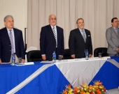 8-7-2016. Conferencia en la Corte Suprema de Justicia: de izq. a dcha., los Excmos. Sr. Dres. Armengol Cuadra (Presidente de la Sala Penal de la CSJ), Aguilar García (Vicepresidente de la CSJ), Prof. Dr. Dr. h.c. mult. Luzón Peña y Prof. Dr. Aráuz (Decano de la Facultad de CC. JJ. de la UCA)