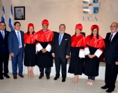 15-7-2016. De izq. a dcha., los Profs. Dres. Aráuz Ulloa, Vega Gutiérrez, Moreno Castillo, Sampedro Arrubla, Luzón Peña, la Dra. Rizo Pereira, Trapero Barreales y el Excmo. Sr. Dr. Aguilar