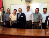 16-7-2016. El Prof. Dr. Dr. h.c. mult. Luzón Peña acompañado, entre otros, de acompañado, entre otros, por los Profs. Dres. José-Zamyr Vega Gutiérrez, Marcelo Castillo Monterrey (socios de la FICP), César A. Díaz Pérez y D.ª Patricia Martínez Buitrago