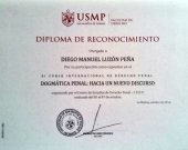 2016-10 4 diploma reconoc a DL XI Curso Internac Univ. San Martin de Porres