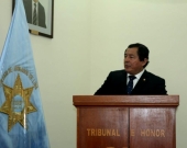 31-08-2016. El Prof. Dr. Palomino durante la ceremonia de nombramiento del Prof. Dr. Dr. h.c. mult. Díaz y García Conlledo como Miembro Honorífico del Colegio de Abogados de Lima.