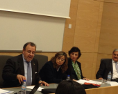 129. Conferencia del Prof. Dr. Luzón Peña en la Facultad de Derecho de la Univ. de Lisboa (27-6-2014). A su dcha., la Prof. Dra. da Palma Pereira