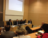 130. Conferencia del Prof. Dr. Luzón Peña en la Facultad de Derecho de la Univ. de Lisboa (27-6-2014). A su dcha., la Prof. Dra. da Palma Pereira