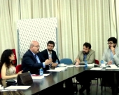 De izq. a dcha., los Profs. Dres. Rueda Martín, Peñaranda Ramos, D. Gonzalo Javier Basso, el Prof. Dr. Maraver Gómez y el Prof. Daniel Rodríguez Horcajo