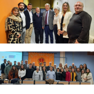 Arriba: Prof. Dra. Inés Olaizola Nogales*,Prof. Dr. Dr. h. c. mult. Diego Manuel Luzón Peña*, Prof. Dr. Dr. h.c. Javier de Vicente Remesal*, Prof. Dra. Soledad Barber Burusco*, Prof. Dra. Leticia Jericó Ojer* y Prof. Dr. Manuel Paredes Castañón*. Abajo: Asistentes al evento.