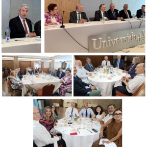 De arr. hacia ab., de izq. a der.: 1. Homenajeado, J. de Vicente. 2. Clausura por el Rector. 3. Comida. Mesa 1: Marta Z., M. Díaz, JM Lorenzo, D. Luzón, JdVicente, Else, Jul, V. Rodríg, Marta GM. 4. Comida. Mesa 2: Víctor GM, JM Pared, A Sanz, C Mart, Buján, Peñaranda, Bd Castro, Marisa. 5. Comida. Mesa 3: G Amado, Pilar GS, Ma Trap, Foffani, M Cancio, MA Rueda, M Rusconi, Verónica.